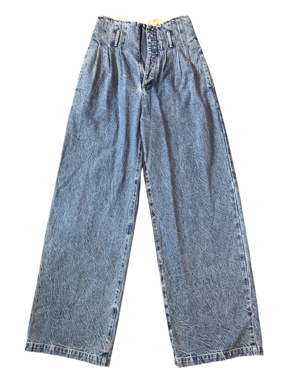 AGOLDE Corset Wide-Leg Pleated Jeans Miz Modern Crinkle Production Sample